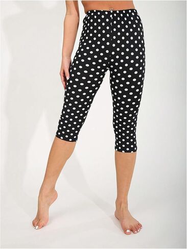 Milumia Women's Polka Dots Capri Leggings High Waist Skinny Leg Cropped Pants in Saudi Arabia