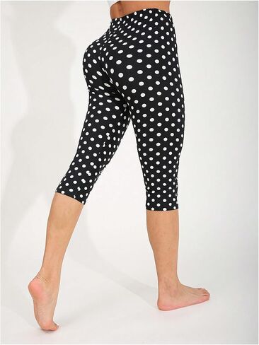 Milumia Women's Polka Dots Capri Leggings High Waist Skinny Leg Cropped Pants in Saudi Arabia