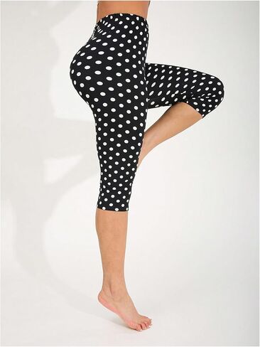 Milumia Women's Polka Dots Capri Leggings High Waist Skinny Leg Cropped Pants in Saudi Arabia