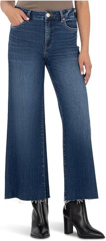 KUT from the Kloth Women's Petite Meg High Rise Fab Ab Wide Leg Raw Hem in Saudi Arabia