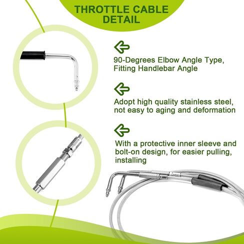 Mofun Throttle and Idle Cable Kit & Clutch Cable & Non-ABS Brake Line Compatible with Harley Touring Electra Glide without/Non-ABS 1996-2006, Fit 14" Handlebar, Chrome in Saudi Arabia