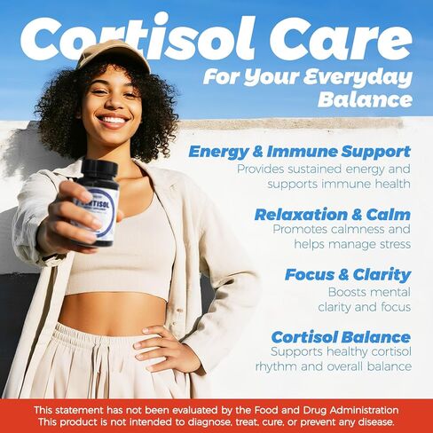 مكملات الكورتيزول 11 في 1 للنساء والرجال ، مخفض الكورتيزول والسموم مع المغنيسيوم ، أشواغاندا و L-theanine ، من أجل المزاج ، التركيز ، دعم النوم ، 120 كبسولة in Kuwait