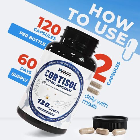مكملات الكورتيزول 11 في 1 للنساء والرجال ، مخفض الكورتيزول والسموم مع المغنيسيوم ، أشواغاندا و L-theanine ، من أجل المزاج ، التركيز ، دعم النوم ، 120 كبسولة in Kuwait