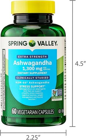 Extra Strength Ashwagandha Dietary Supplement, 1300 mg, 60 Vegetarian Capsules in Saudi Arabia
