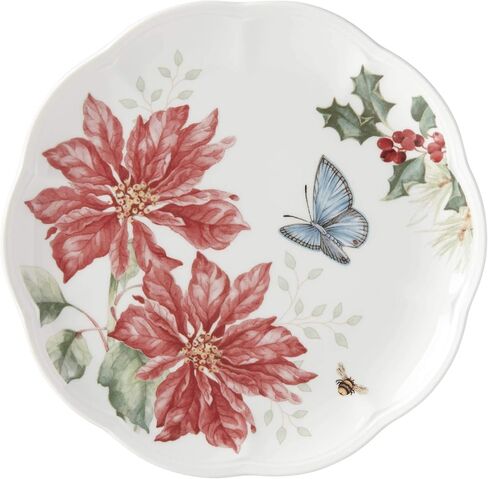 Lenox Butterfly Meadow Poinsettia Accent Plate ، 1.04 LB ، Red in Kuwait