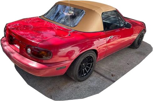 KUAFU Convertible Soft Top Replacement Compatible with 1990-2005 Mazda Miata MX5, Soft Roof with Clear Plastic Window Black Sailcloth Vinyl in Saudi Arabia
