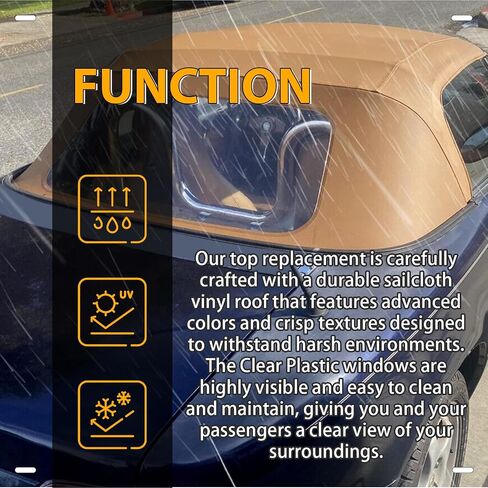 KUAFU Convertible Soft Top Replacement Compatible with 1990-2005 Mazda Miata MX5, Soft Roof with Clear Plastic Window Black Sailcloth Vinyl in Saudi Arabia