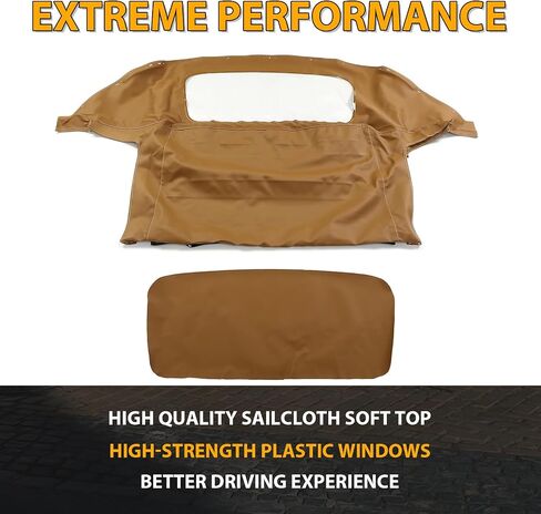 KUAFU Convertible Soft Top Replacement Compatible with 1990-2005 Mazda Miata MX5, Soft Roof with Clear Plastic Window Black Sailcloth Vinyl in Saudi Arabia