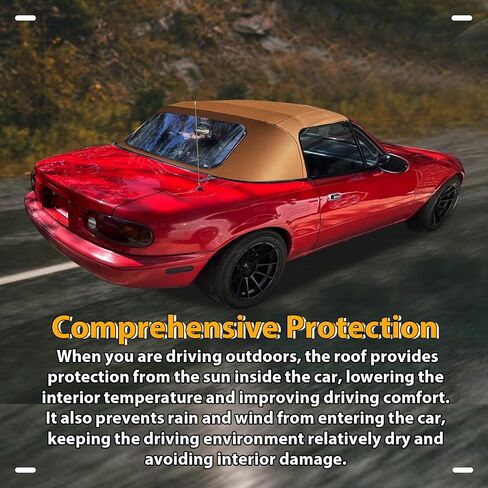 KUAFU Convertible Soft Top Replacement Compatible with 1990-2005 Mazda Miata MX5, Soft Roof with Clear Plastic Window Black Sailcloth Vinyl in Saudi Arabia