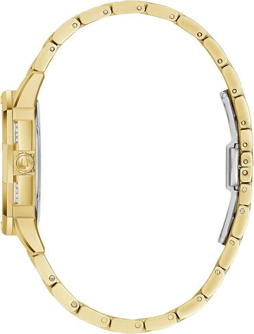 Bulova Ladies' Crystal Octava Gold Stainless Steel 3-Hand Quartz Watch, Crystal Bezel and Dial Style: 98L302 in Saudi Arabia