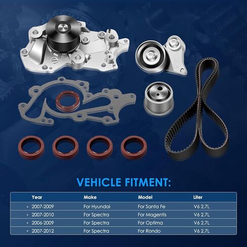 مجموعة حزام توقيت ECCPP مع مضخة المياه متوافقة 2007-2009 لـ Hyundai Santa Fe ، 2007-2010 For Spectra Magentis ، 2006-2009 for Spectra Optima ، 2007-2012 for Spectra Rondo TS26337 252-940 146-2120 in Saudi Arabia