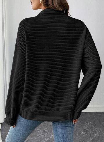 EVALESS Womens Oversized Sweatshirts Hoodies Casual V Neck Button Up Henley Collared Long Sleeve Shirts Pullover Tops in Saudi Arabia