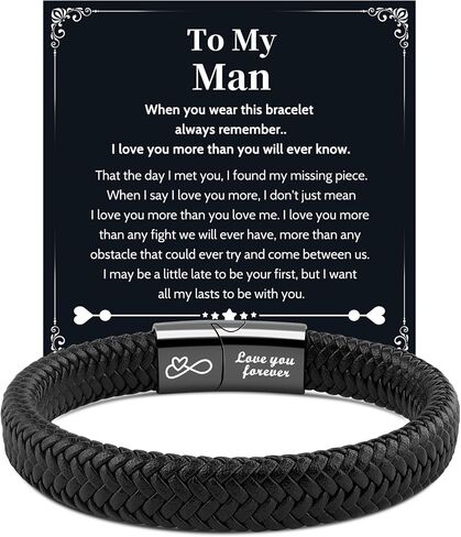 VU100 Gifts for Son/Man/Brother Leather Bracelet for Men Inspirational Gifts Valentine's Day Birthday Present for Boyfriend Husband Teenage in Saudi Arabia