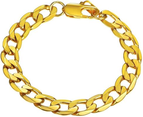 PROSTEEL 316L Stainless Steel Bracelet For Men, Stylish Figaro Chain, Hypoallergenic Jewelry, Black/Gold/Silver Tone, W:6mm-13mm, L:7.5"/8.3", Come with Box in Saudi Arabia