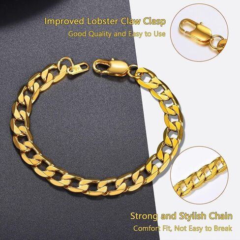 PROSTEEL 316L Stainless Steel Bracelet For Men, Stylish Figaro Chain, Hypoallergenic Jewelry, Black/Gold/Silver Tone, W:6mm-13mm, L:7.5"/8.3", Come with Box in Saudi Arabia