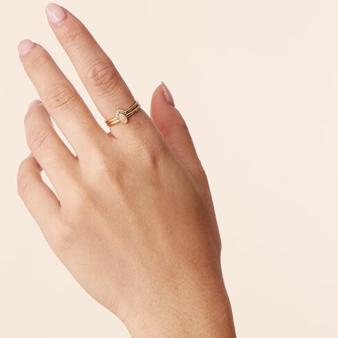 PAVOI 14K Gold Plated Stacking Rings for Women | Classy Design with Sparkling Cubic Zirconia Crystals & Opal | Everyday Jewelry in Saudi Arabia