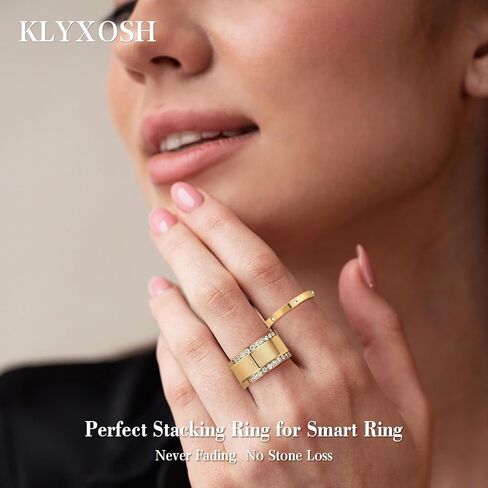 3 Pack 18K Gold Plated/Silver Stacking Rings for Smart Ring, Sparkling Cubic Zirconia Oura Stack Rings for Women, Diamond-Like Shine Jewelry Gift (Smart Ring Not Included) in Saudi Arabia