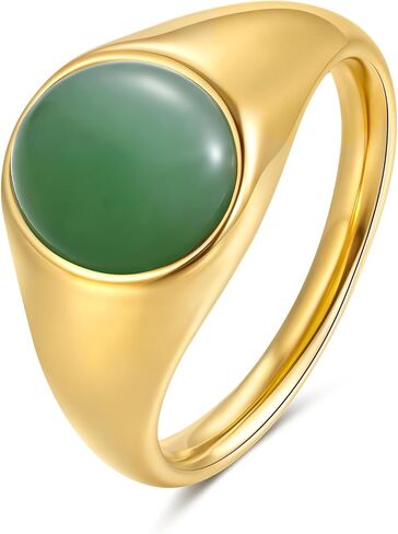 YeGieonr Gold Signet Rings for Women Non Tarnish Stackable Gold Ring, Waterproof Gemstone Statement Stainless Steel Jewelry Gift in Kuwait