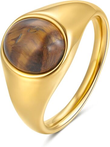 YeGieonr Gold Signet Rings for Women Non Tarnish Stackable Gold Ring, Waterproof Gemstone Statement Stainless Steel Jewelry Gift in Kuwait