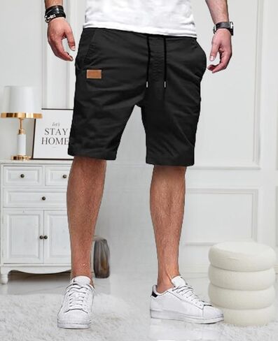 Mens Casual Shorts - Cotton Drawstring Summer Beach Stretch Twill Chino Golf Shorts in Saudi Arabia
