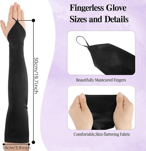 Long Fingerless Gloves Opera Satin Gloves Tea Party Glove for Women Elbow Length Long Arm Sleeve in Kuwait
