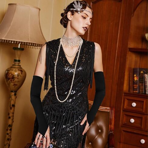 قفازات طويلة أصابع القدمين قفازات الساتان قفازات شاي قفاز للنساء كوع طول ذراع طويلة in Kuwait