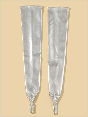 قفازات أصابع معدنية من Oyoangle Women's Metallic Opert فوق الأكمام ذراع أزياء أزياء الأزياء. in Saudi Arabia