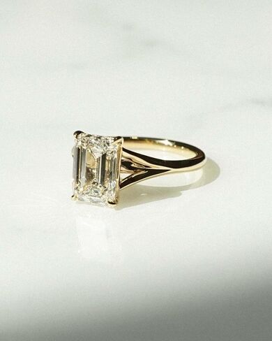 2 CT Emerald Cut Moissanite Engagement Ring, Hidden Halo Ring, Birthday Promise Jewelry, Travel Ring Solid Gold, Diamond Simulant Gift in Saudi Arabia