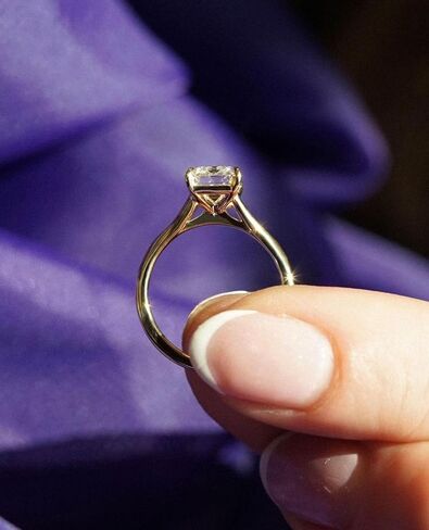 2 CT Emerald Cut Moissanite Engagement Ring, Hidden Halo Ring, Birthday Promise Jewelry, Travel Ring Solid Gold, Diamond Simulant Gift in Saudi Arabia