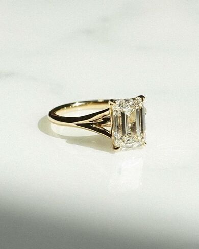 2 CT Emerald Cut Moissanite Engagement Ring, Hidden Halo Ring, Birthday Promise Jewelry, Travel Ring Solid Gold, Diamond Simulant Gift in Saudi Arabia