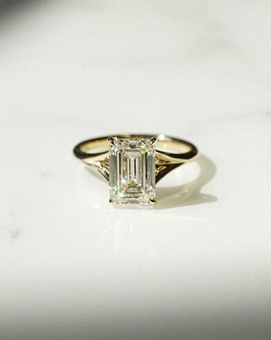 2 CT Emerald Cut Moissanite Engagement Ring, Hidden Halo Ring, Birthday Promise Jewelry, Travel Ring Solid Gold, Diamond Simulant Gift in Saudi Arabia