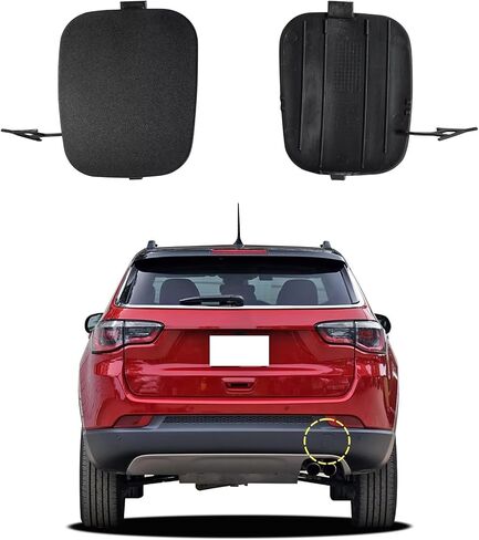 Car Rear Bumper Tow Hook Cover Compatible with Jeep Compass 2017 2018 2019 2020 2021 2022 2023 5UP67RXFAB Small Lid Towing Eye Cap Matte Black Right Passenger Side in Saudi Arabia