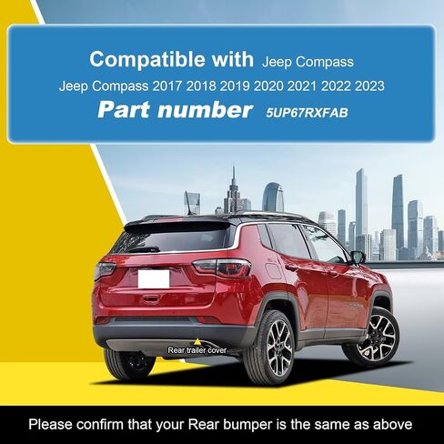 Car Rear Bumper Tow Hook Cover Compatible with Jeep Compass 2017 2018 2019 2020 2021 2022 2023 5UP67RXFAB Small Lid Towing Eye Cap Matte Black Right Passenger Side in Saudi Arabia
