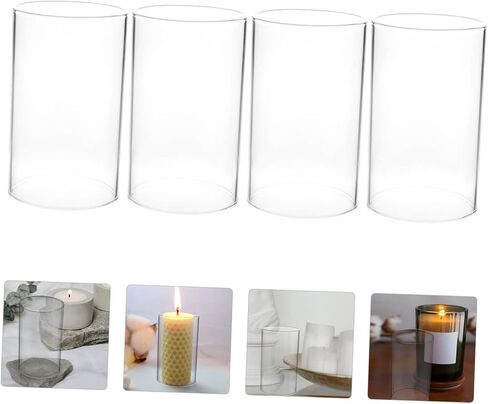 Cabilock 4Pcs Windproof Glass Candle Covers Aroma Cup for Home Decoration Wedding Decor and Parties Transparent Design Elegant Centerpiece for Candle in Saudi Arabia