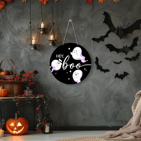 Halloween Horror Pumpkins Welcome Hanging Decoration Sign, Vintage Wood Sign 11 Inch, Wall Decor for Front Door, Home Wall Decor, Halloween Party, Outdoor Party-07 in Saudi Arabia