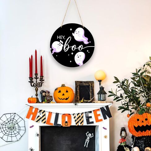 Halloween Horror Pumpkins Welcome Hanging Decoration Sign, Vintage Wood Sign 11 Inch, Wall Decor for Front Door, Home Wall Decor, Halloween Party, Outdoor Party-07 in Saudi Arabia