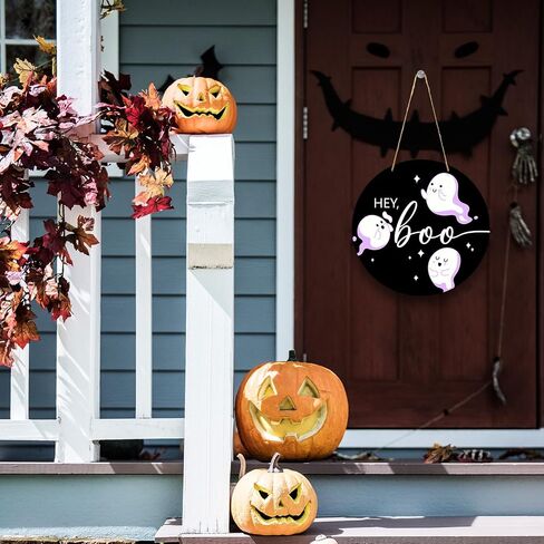 Halloween Horror Pumpkins Welcome Hanging Decoration Sign, Vintage Wood Sign 11 Inch, Wall Decor for Front Door, Home Wall Decor, Halloween Party, Outdoor Party-07 in Saudi Arabia