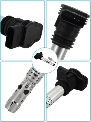 Set Of 4 UF411 Ignition Coil Pack & Iridium Spark Plugs (1.8L 2.7L) 2000-2006 For Audi A4 A6 Allroad TT Quattro, For Volkswagen/VW Beetle Jetta Passat, Replace # 06B905115R UF580 UF437 in Saudi Arabia