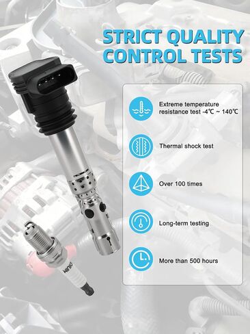 Set Of 4 UF411 Ignition Coil Pack & Iridium Spark Plugs (1.8L 2.7L) 2000-2006 For Audi A4 A6 Allroad TT Quattro, For Volkswagen/VW Beetle Jetta Passat, Replace # 06B905115R UF580 UF437 in Saudi Arabia