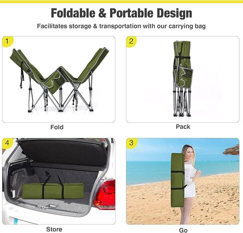 Goplus Folding Camping Cot, 27.5" Sleeping Cot for Adults with Carry Bag, 600LBS Weight Capacity, Slanted Head, Side Pocket, Heavy Duty Portable Camping Bed for Kids, Beach, Office Snap (Green) in Kuwait