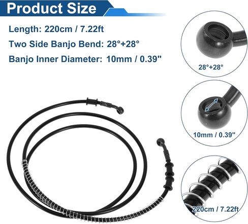 220cm Motorcycle Brake Clutch Oil Hose Line Cable Ties Motorcycle Hydraulic Brake Line for Motorcycles Dirt Bikes ATV Black in Saudi Arabia