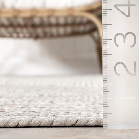 nuLOOM 2' x 8' Solid Hand Braided Indoor/Outdoor Area Rug, Pet-Friendly, High Traffic, Weather Resistant, for Patio, Balcony, Bedroom, Living, Dining Room, Wynn Ivory in Saudi Arabia