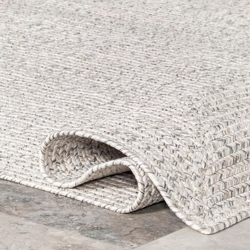 nuLOOM 2' x 8' Solid Hand Braided Indoor/Outdoor Area Rug, Pet-Friendly, High Traffic, Weather Resistant, for Patio, Balcony, Bedroom, Living, Dining Room, Wynn Ivory in Saudi Arabia