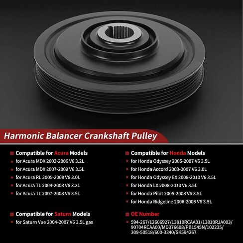 ACROPIX ACROPIX No.594-267/12606927 Harmonic Balancer Crankshaft Pulley for Acura MDX 2003-2009, for Acura RL TL 2005-2008, Engine Harmonic Balancer Pulley for Honda Accord 2003-2007 in Saudi Arabia