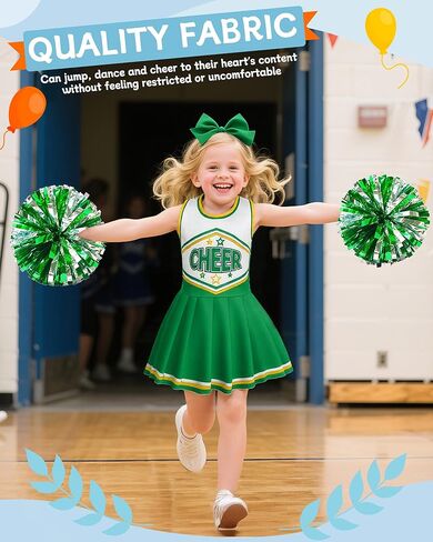 Jenpen Girls Cheerleader Assume Affe Gresfit Gress Heaft مع بوم بومس القوس للأطفال in Kuwait