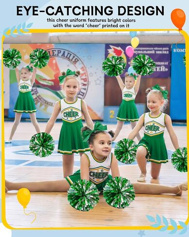 Jenpen Girls Cheerleader Assume Affe Gresfit Gress Heaft مع بوم بومس القوس للأطفال in Kuwait