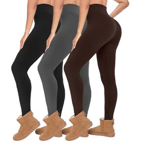 Diu Life 3 Pack Fleece مبطنة طماق للنساء التحكم في البطن الحراري عالية الخصر الجوار الجوارض الشتوية تجريب السراويل اليوغا in Kuwait
