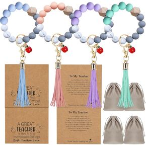 LeftStarer 4Pack معلم الأساور تقديرات بالسيدات للنساء مع بطاقات رسائل شكر من الطالب ، مجوهرات سوار مدرس السيليكون للنساء in Kuwait