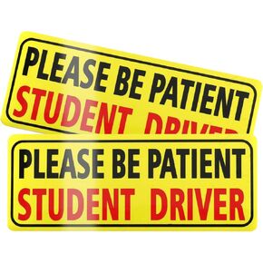 HTH Inc Student Driver Sticker Magnet for Car - Highly Reflective Please Be Patient Student Driver Magnet for Learners, New Learner Vehicle Safety Sign (10x4 Inch, 2-pcs) in Saudi Arabia