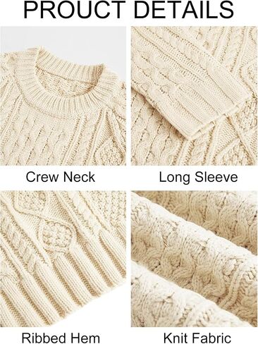 Runcati Mens Long Sleeve Cable Knit Pullover Sweater Fisherman Twist Patterned Crewneck Sweater in Saudi Arabia